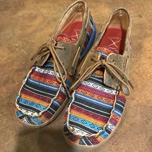 Twisted X serape moccasins